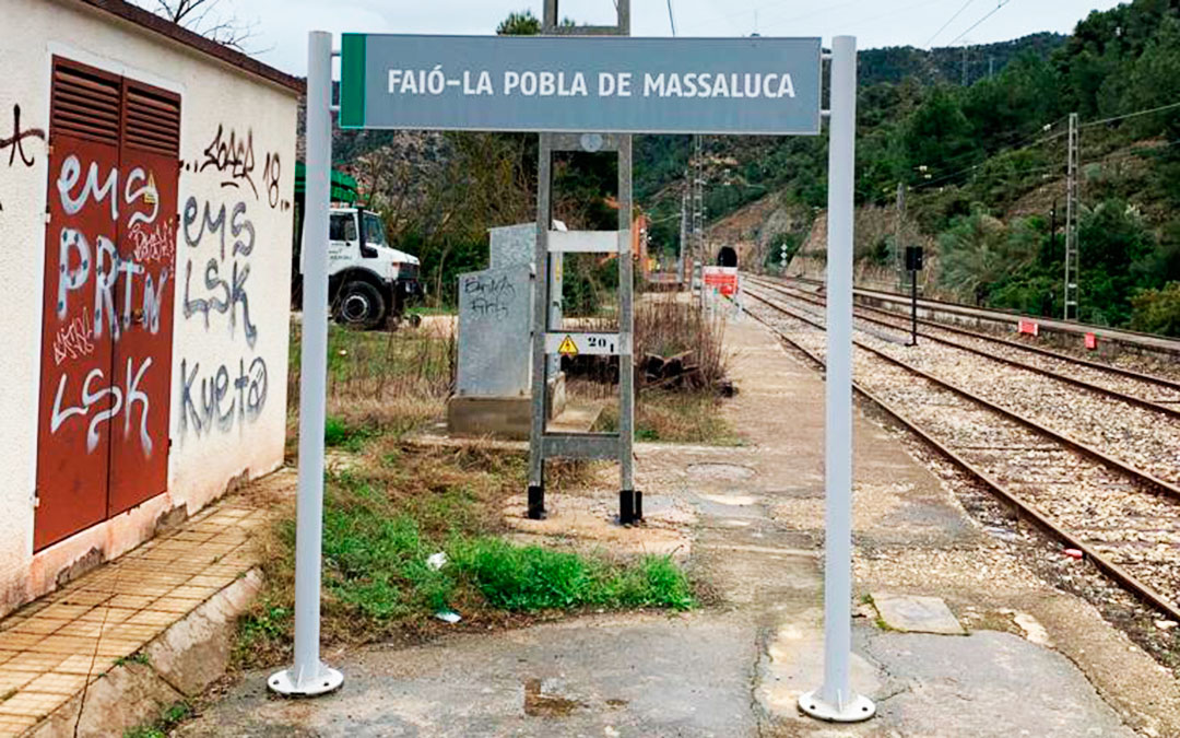 Imagen actual de la estación de Fayón-La Pobla de Massaluca.