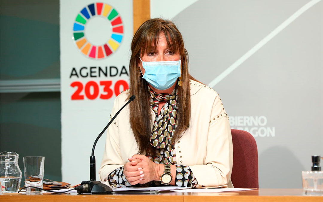La consejera de Sanidad, Sira Repollés, en la rueda de prensa celebrada este miércoles./ DGA