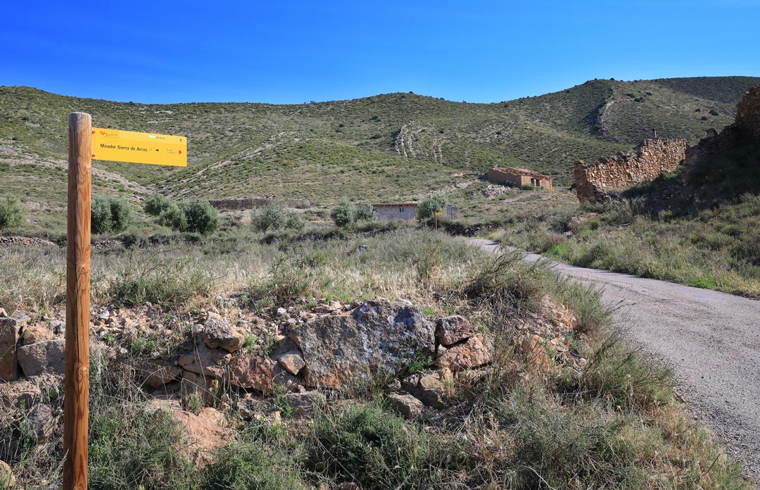 señal camino mirador sierra arcos ariño senderismo