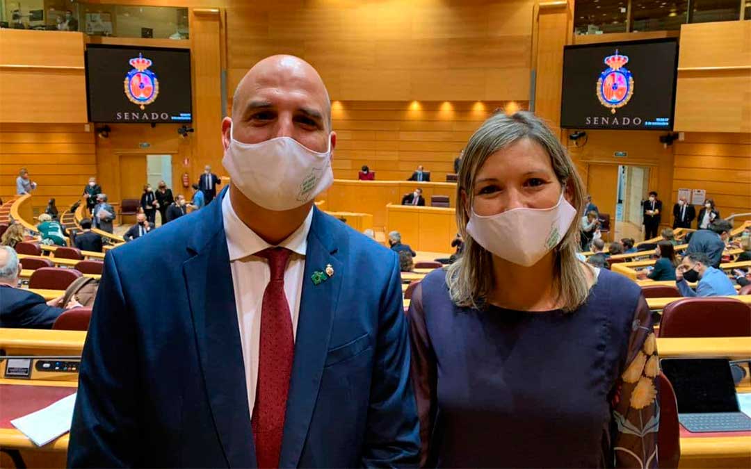 Los senadores de Teruel Existe, Beatriz Martín y Joaquín Egea./ T.E.