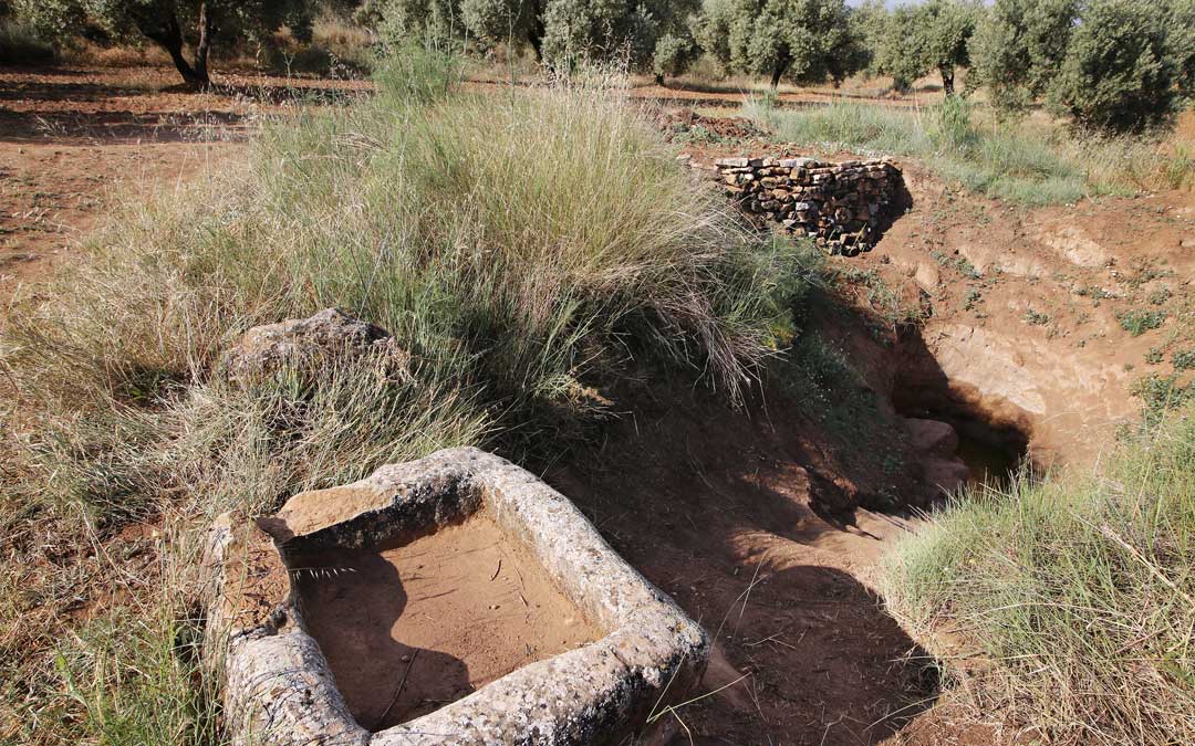 Detalles de pilas y balsetes que antaño se construyeron en el monte para almacenaje de agua de lluvia. / Laura Ígado Zapater