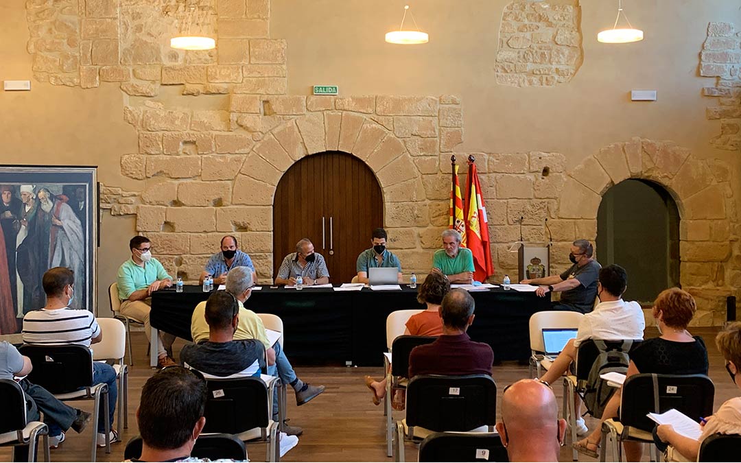 Los participantes en el pleno, con Poblador y Llop a la izquierda de la imagen / Pilar Sariñena