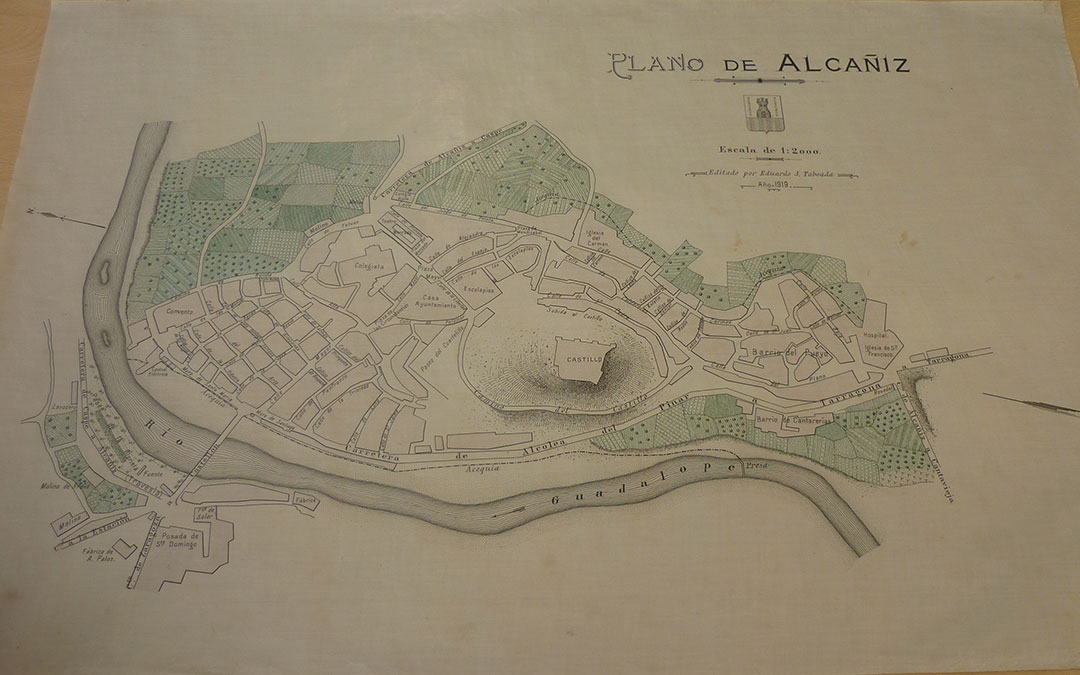 Documento original del plano de Alcañiz de 1919 y editado por Eduardo Jesús Taboada / E.F
