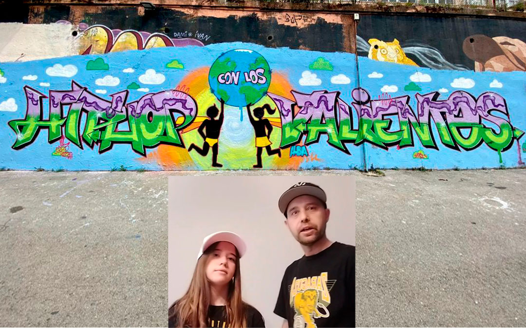 Alba y Ricardo Lázaro, padre e hija, representan a Urrea y Zaragoza en el proyecto. El logotipo diseñado por la urreana, epicentro de una de las pinturas murales hechas para la ocasión.