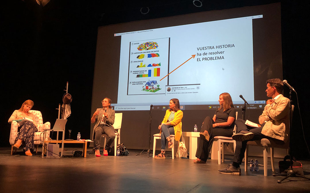 Charla 'Estrategias de márquetin, eventos y revolución digital’ moderada por Eva Defior con María Sánchez, Raquel González, Itziar García y David Gracia./ L. Castel