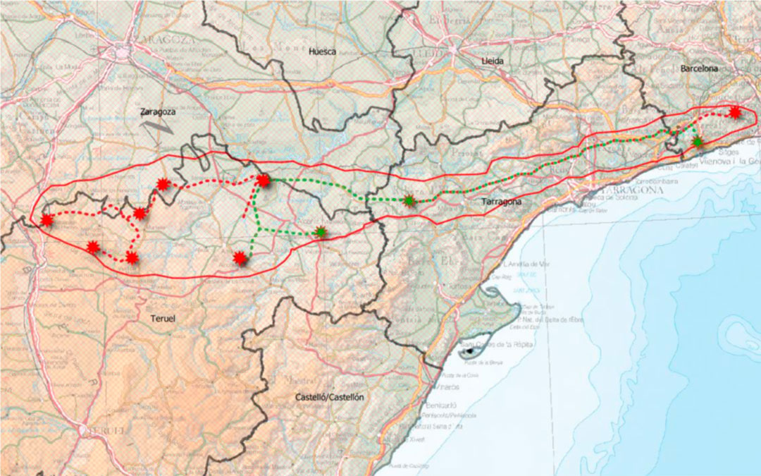 Trazado de la línea de alta tensión./Teruel Existe