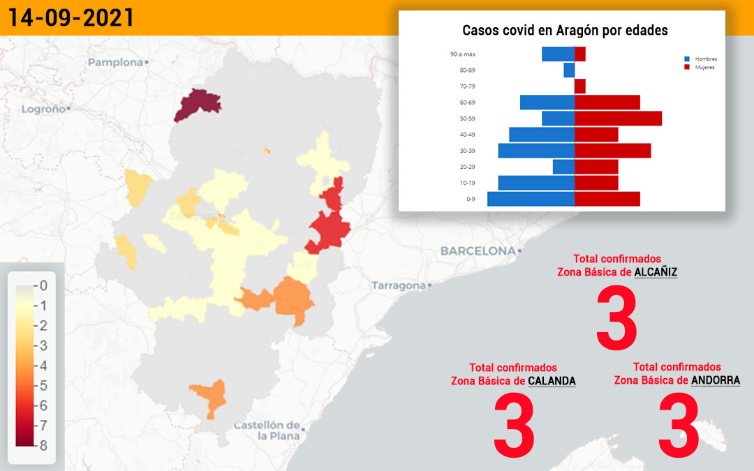 Casos de coronavirus repartidos entre las diferentes zonas básicas de salud./DataCovid