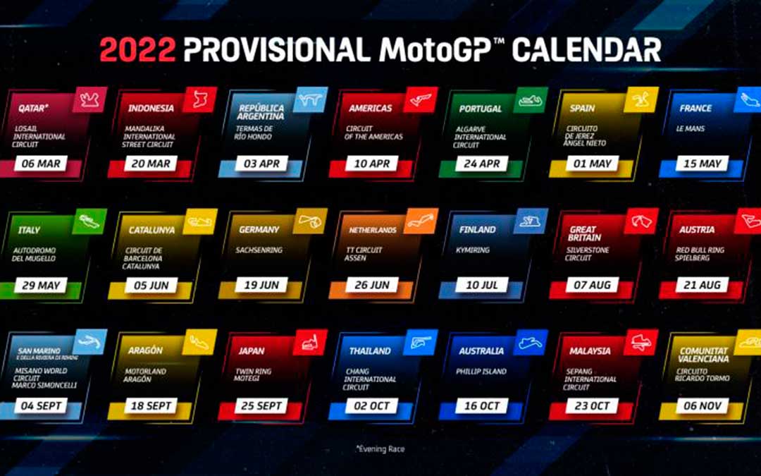 Calendario provisional de MotoGP 2022. / Dorna