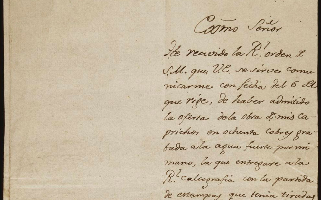 Carta escrita por Goya el 9 de octubre de 1803 en papel fabricado en Valderrobres./ Museo del Prado