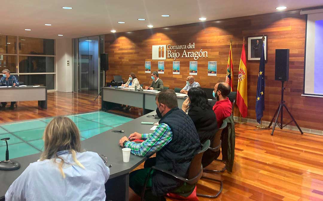 Durante el desarrollo de la sesión plenaria en la sede de la Comarca del Bajo Aragón. / Comarca del Bajo Aragón