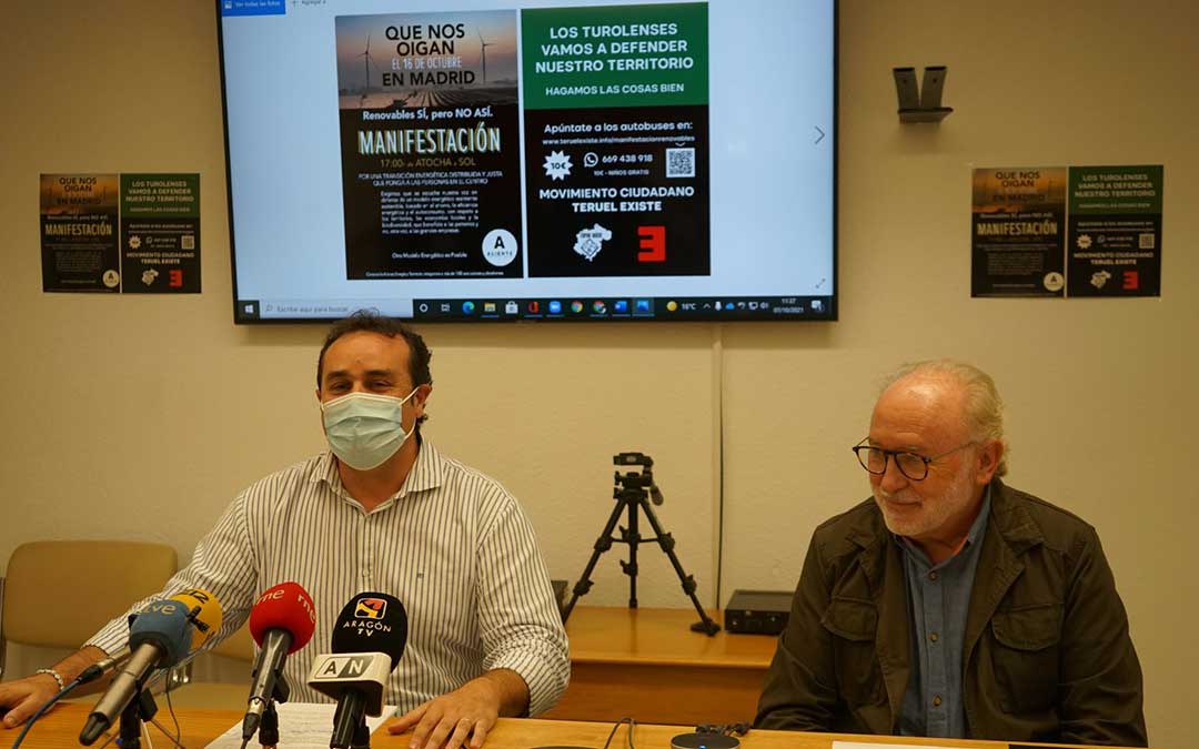 Rueda de prensa de Teruel Existe sobre la manifestación del próximo 16 de octubre./ Teruel Existe