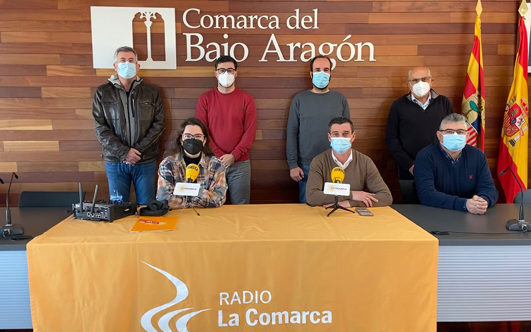 Invitados al programa especial emitido desde la sede de la Comarca del Bajo Aragón./ L.C.
