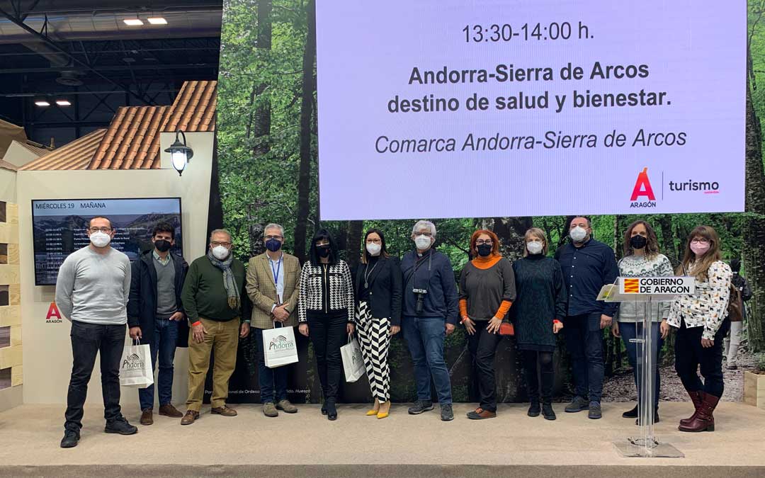 La delegación de la Comarca Andorra-Sierra de Arcos, encabezada por su presidenta, Marta Sancho, en FITUR. / C.Andorra-Sierra de Arcos