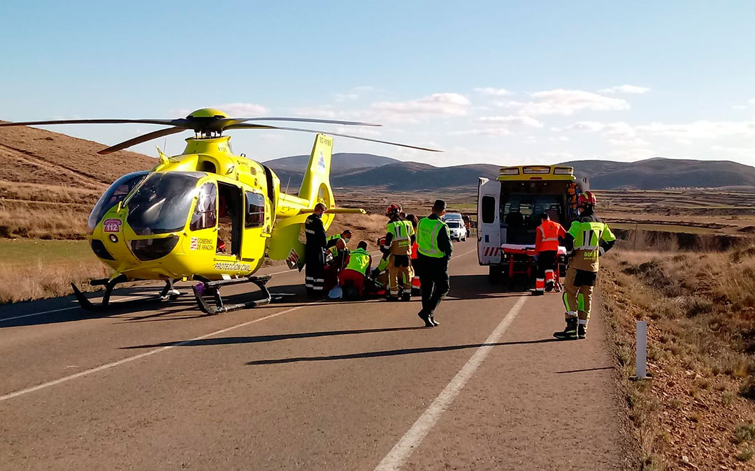 La víctima ha sido trasladada al hospital en un helicóptero medicalizado./ Bomberos DPT