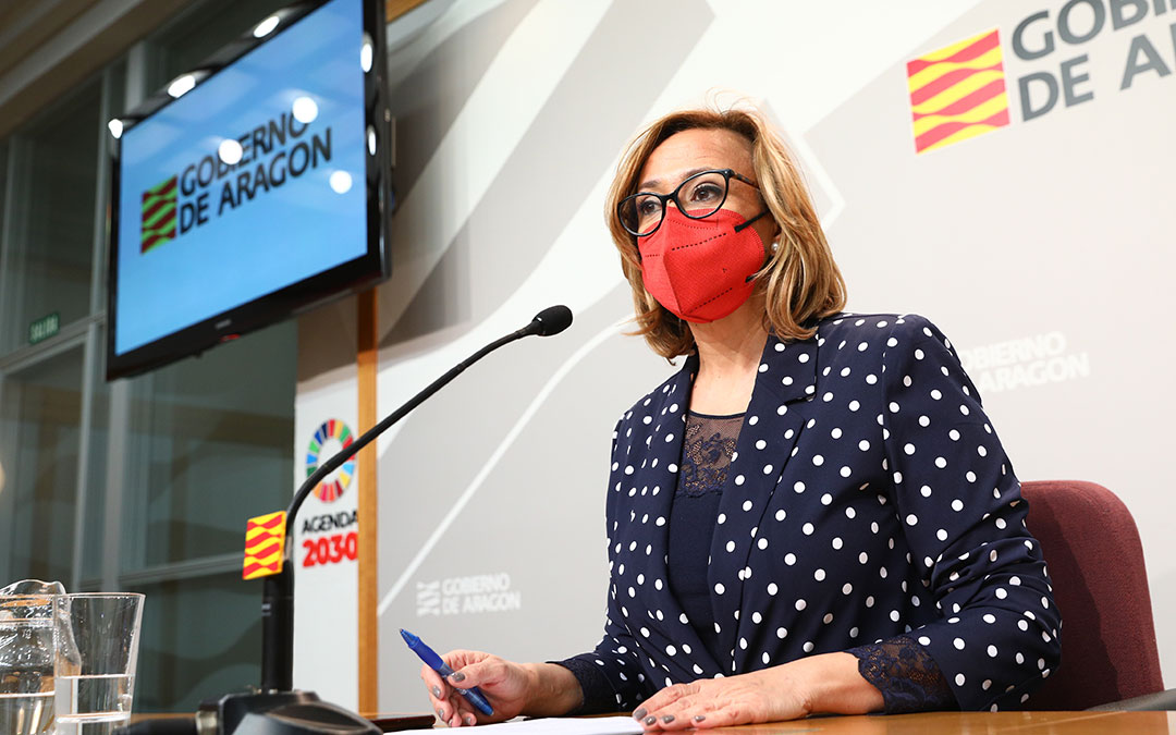 Mayte Pérez en la rueda de prensa del Consejo de Gobierno del 23 de febrero de 2022./ DGA