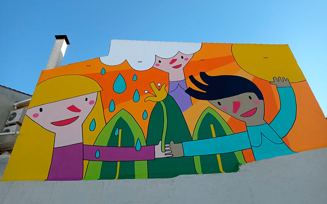 Imagen de uno de los murales pintado en el pasado otoño en Caspe./ Ayto. de Caspe