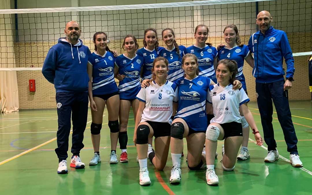 El equipo cadete del Club Voleibol Alcañiz. Foto. C.V.A.
