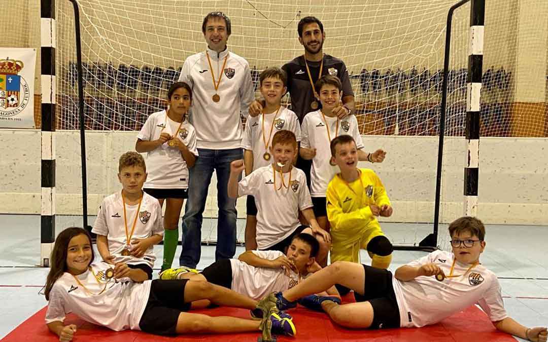 El equipo benjamín del Alcañiz Fútbol Sala. Foto. A.F.S.