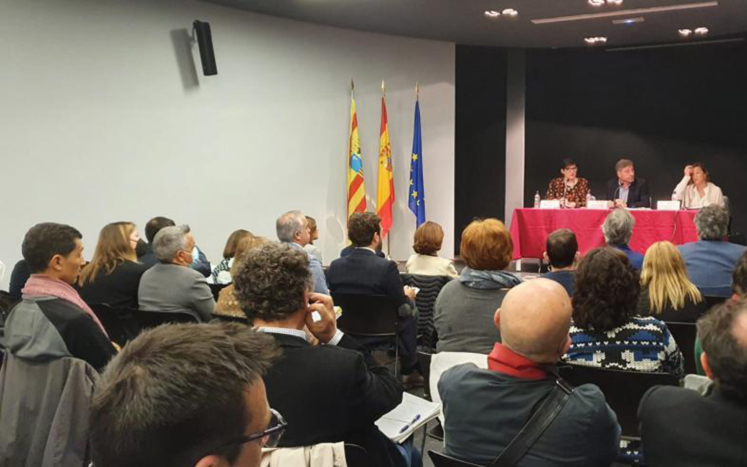 El consejero Soro en la presentación de los criterios de reparto de los fondos MRR del programa 1. / DGA