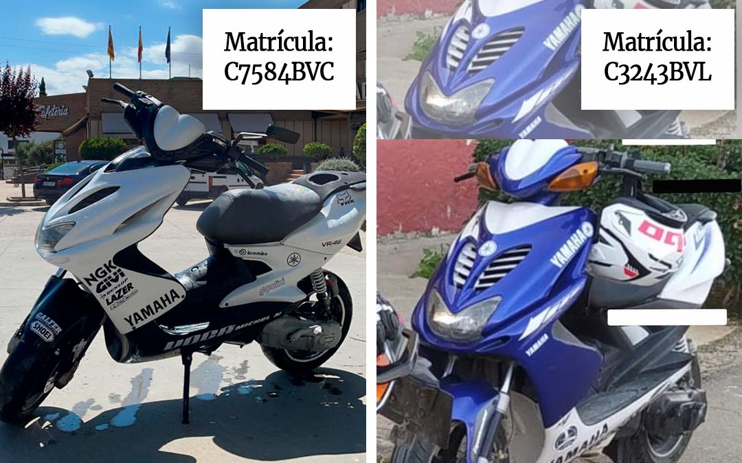 Las dos Yamaha Aerox robadas junto al IES Bajo Aragón de Alcañiz./ L.C.
