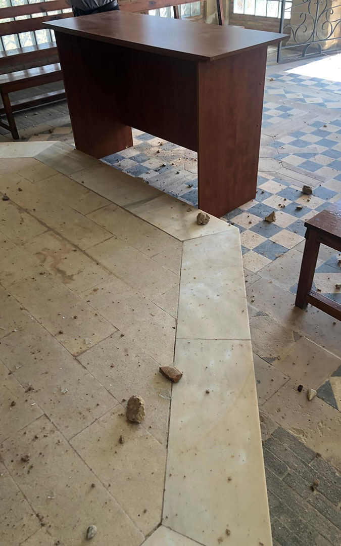 Vandalismo en la ermita de Santa Bárbara de Calanda. / Ayto. Calanda