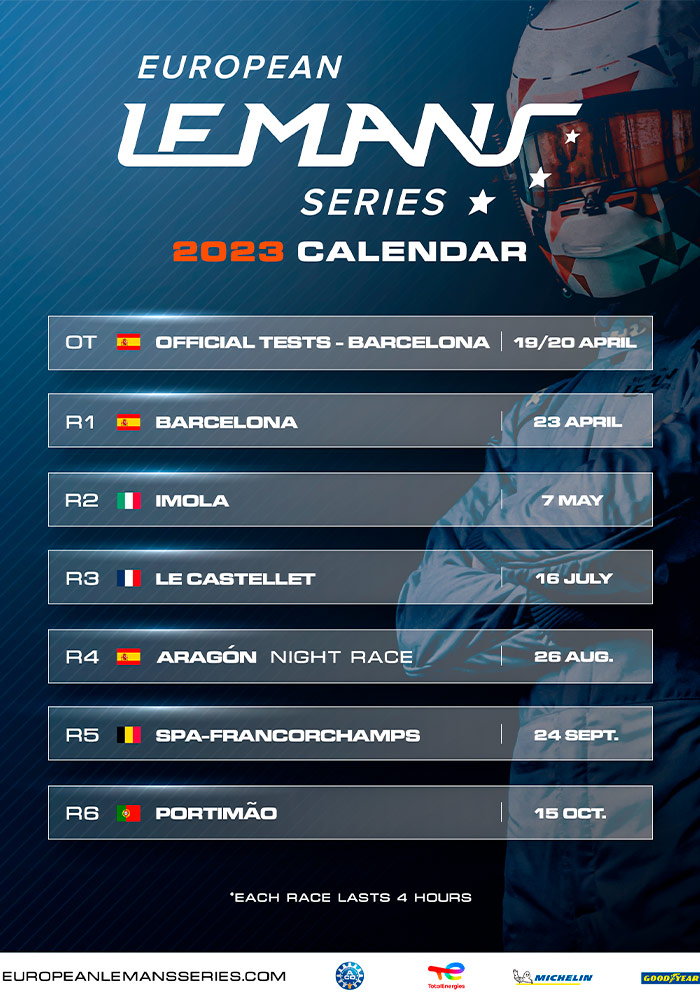 Calendario de pruebas 2023 de la ELMS./ ELMS