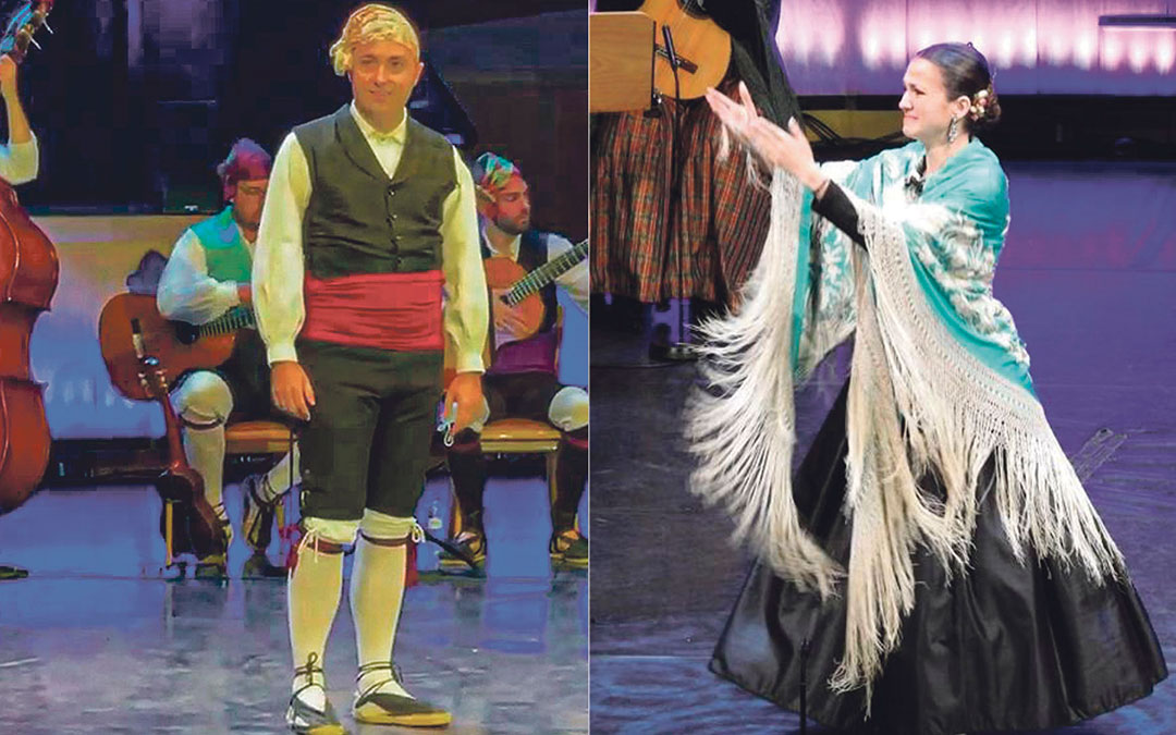 Jesús Gimeno y Lucía Claver durante sus respectivas actuaciones en el Certamen Oficial de Jota Aragonesa./ L.C.