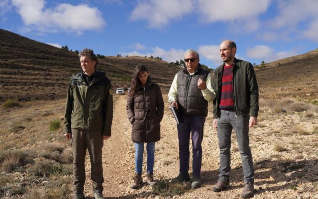 Diego Bayona en la visita a los trabajos de restauración a Gargallo./ L. C.