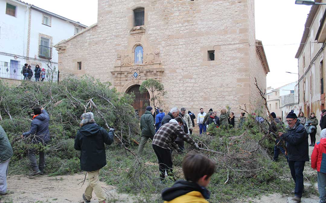 Colocación de la leña en la plaza de Jatiel. / B. Severino