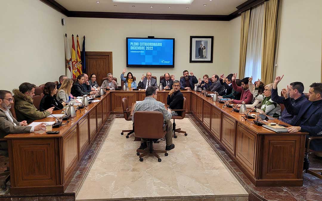 Imagen del pleno con los diputados votando en el único punto del día./ DPT