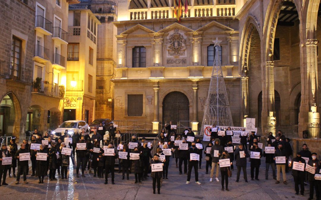Unas 80 personas se concentraron este sábado en Alcañiz./ C. Ortiz