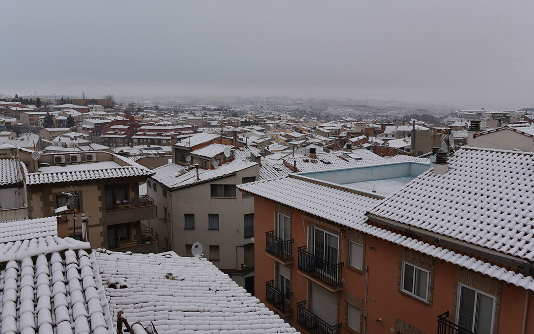 La nevada fue, de igual modo, intensa en Alcorisa./ Tomás Montero.