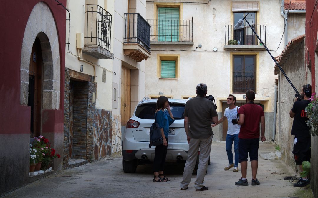 Instante de un rodaje de producción propia de la Comarca en Ejulve./ Comarca Andorra-Sierra de Arcos.