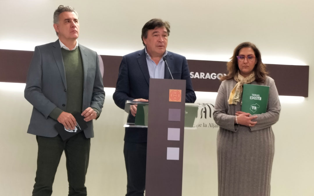 Los diputados de Teruel Existe durante la presentación de las enmiendas este jueves./ Aragón Teruel Existe