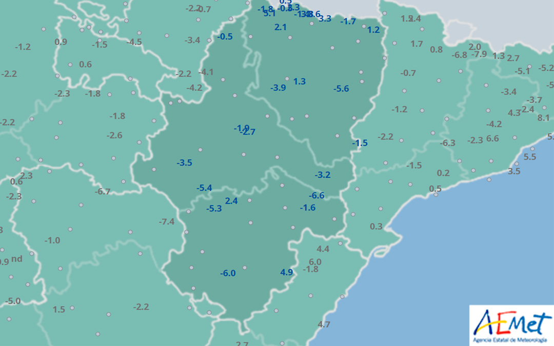 Alcañiz, con -6,6 grados, registró la mínima temperatura de Aragón el jueves 28 de diciembre./ Aemet
