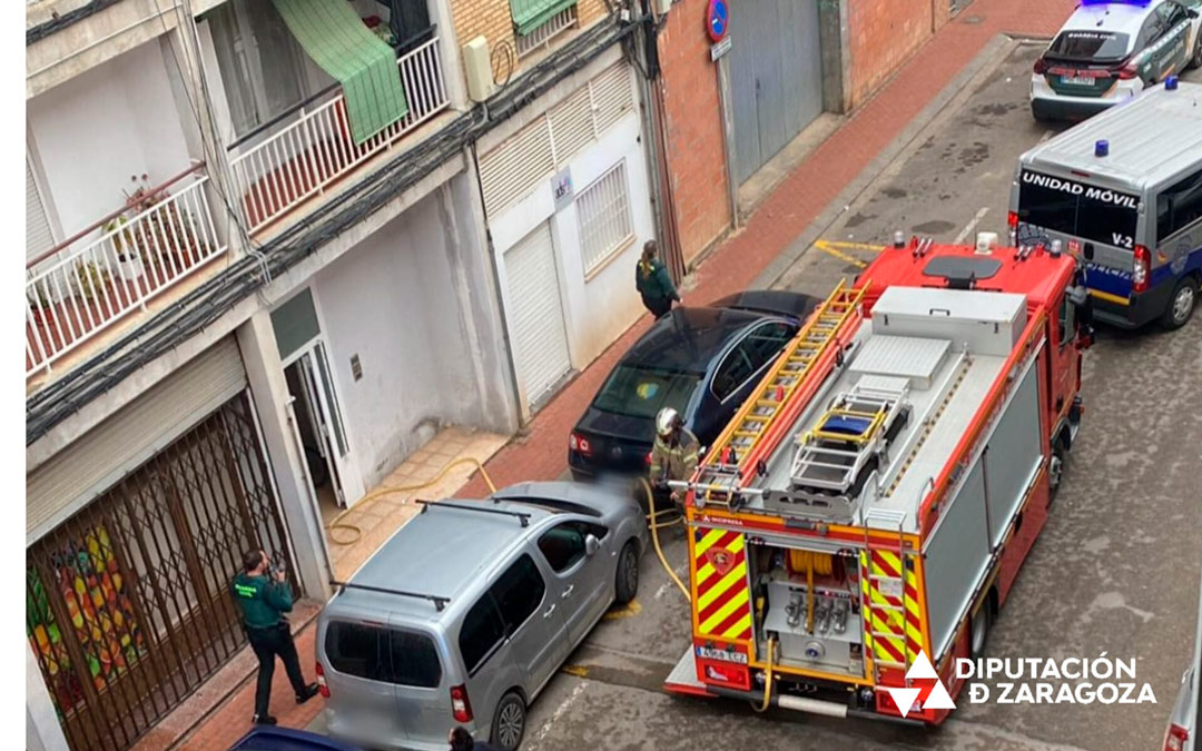 Bomberos, policía y Guardia Civil acudieron al lugar del suceso. /Diputación de Zaragoza