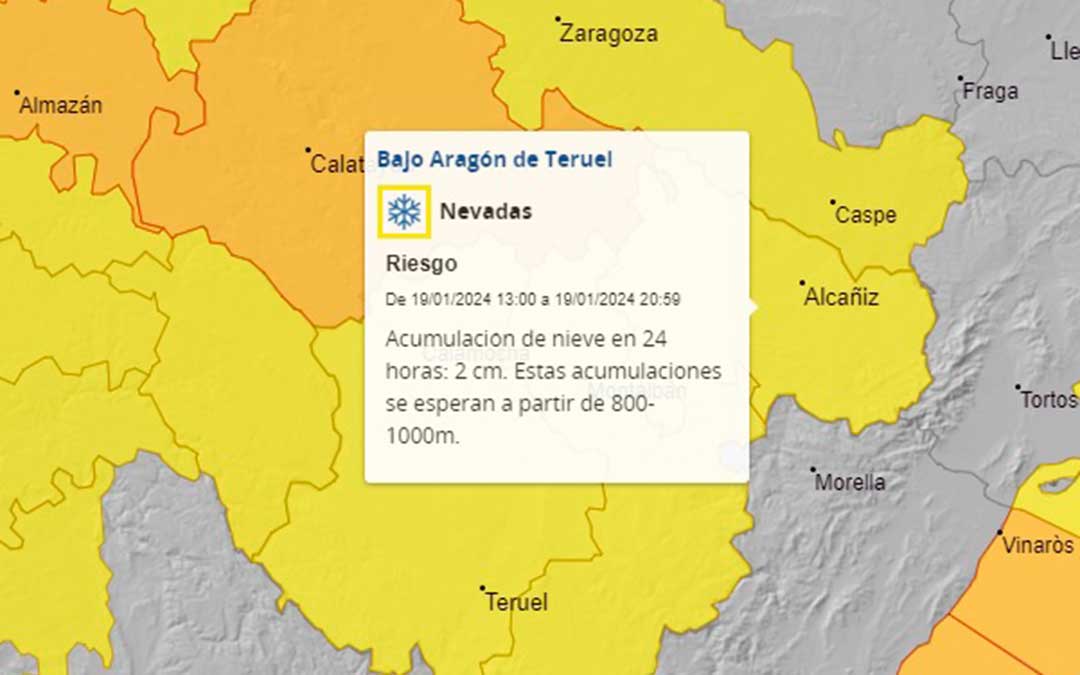 Mapa de avisos previsto para el viernes./ AEMET