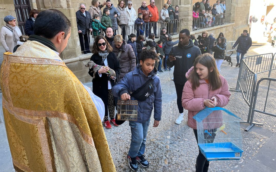 Además de perros y caballos, hubo quien también llevó a sus periquitos para recibir la bendición del patrón./ C.O.