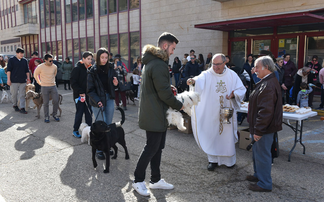 Bendición de San Antón a las puertas del pabellón polideportivo./ Tomás Montero