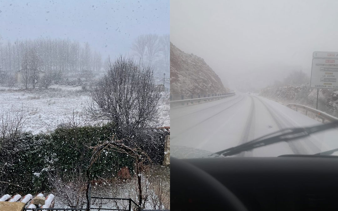 A la izquierda, Fortanete y a la derecha, una carretera de Cuencas Mineras./ La COMARCA
