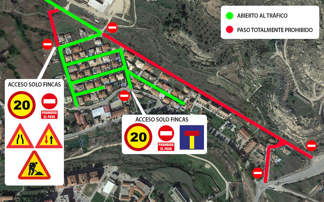 Indicaciones de limitaciones de circulación durante las obras./La COMARCA