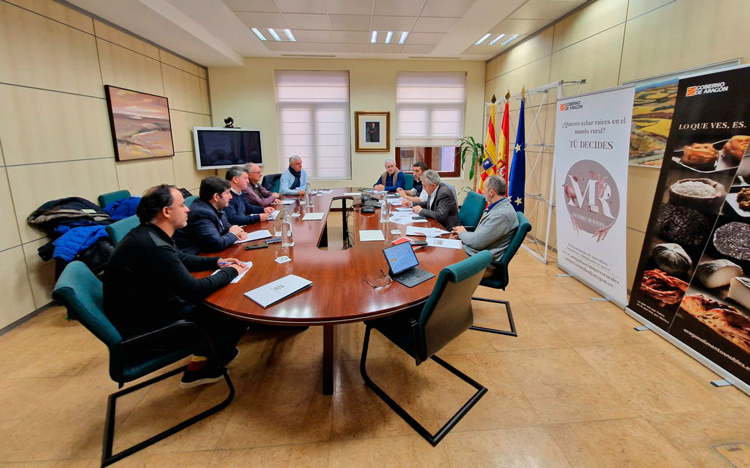 Imagen de la reunión entre el consejero Semper y una delegación de FARCAZA./ DGA
