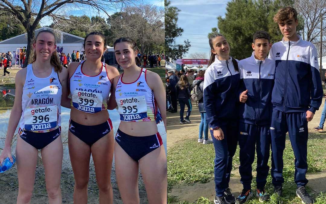 Los seis atletas del Tragamillas en la selección de Aragón de cross. / Tragamillas Alcañiz