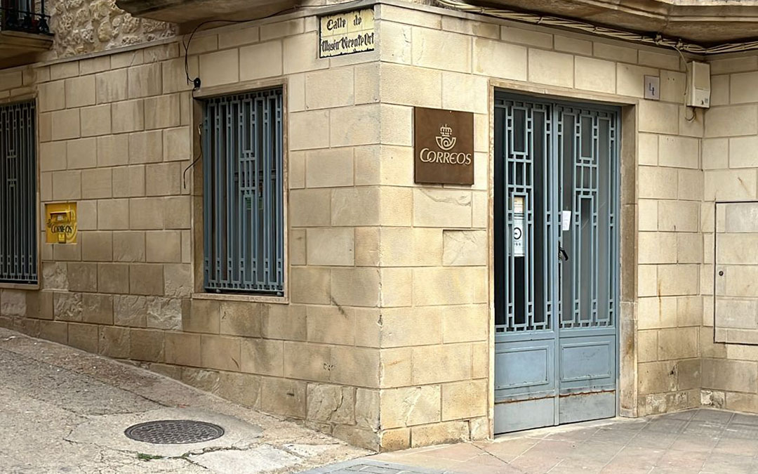 La oficina de Correos de Calaceite lleva cerrada desde el pasado lunes./ Ayuntamiento Calaceite.