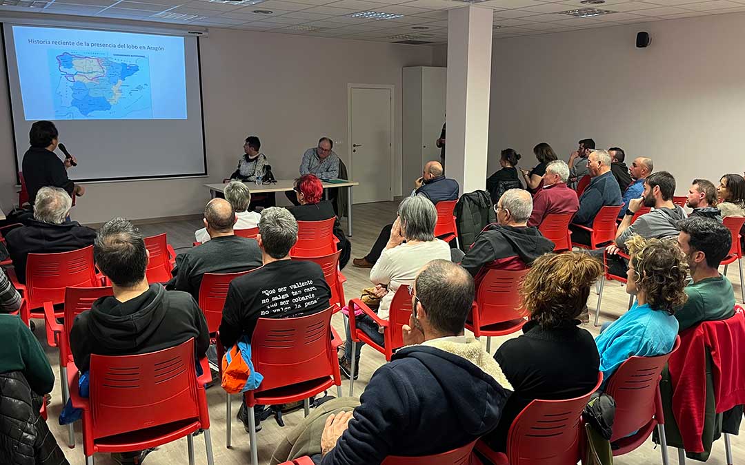 Imagen del coloquio sobre el lobo del sábado en Alcañiz / L. Castel