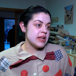 Noelia Domingo interpretó el papel de Payaso en la Sanantonada del 2023. /C.M.