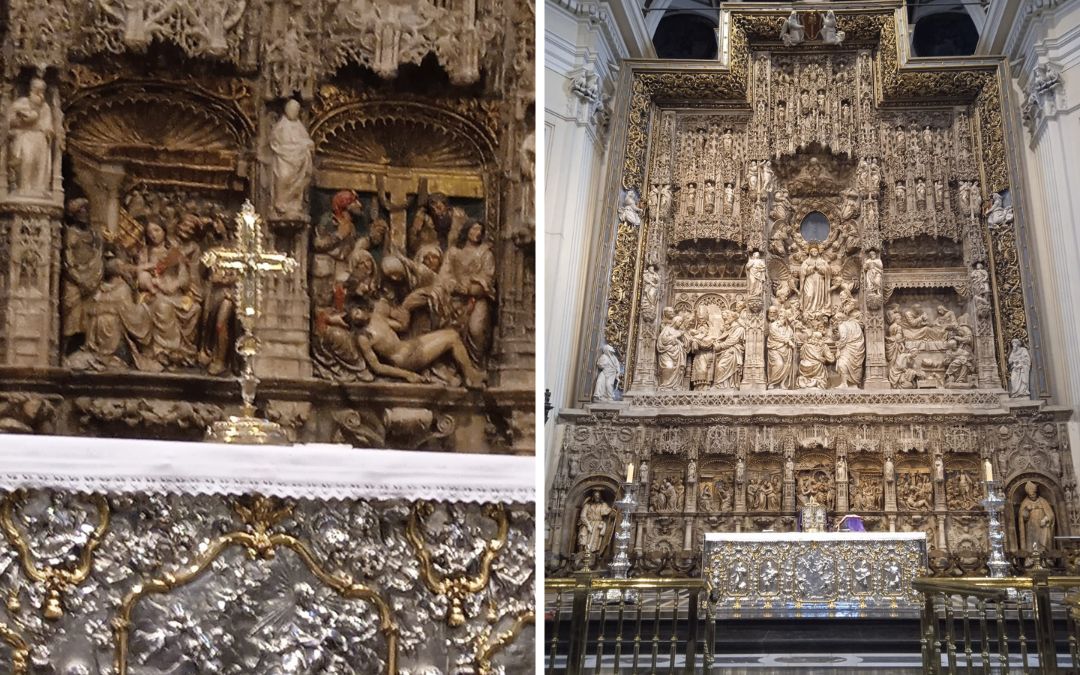 La Vera Cruz presidiendo el Altar Mayor del Pilar./ Domingo Albiac