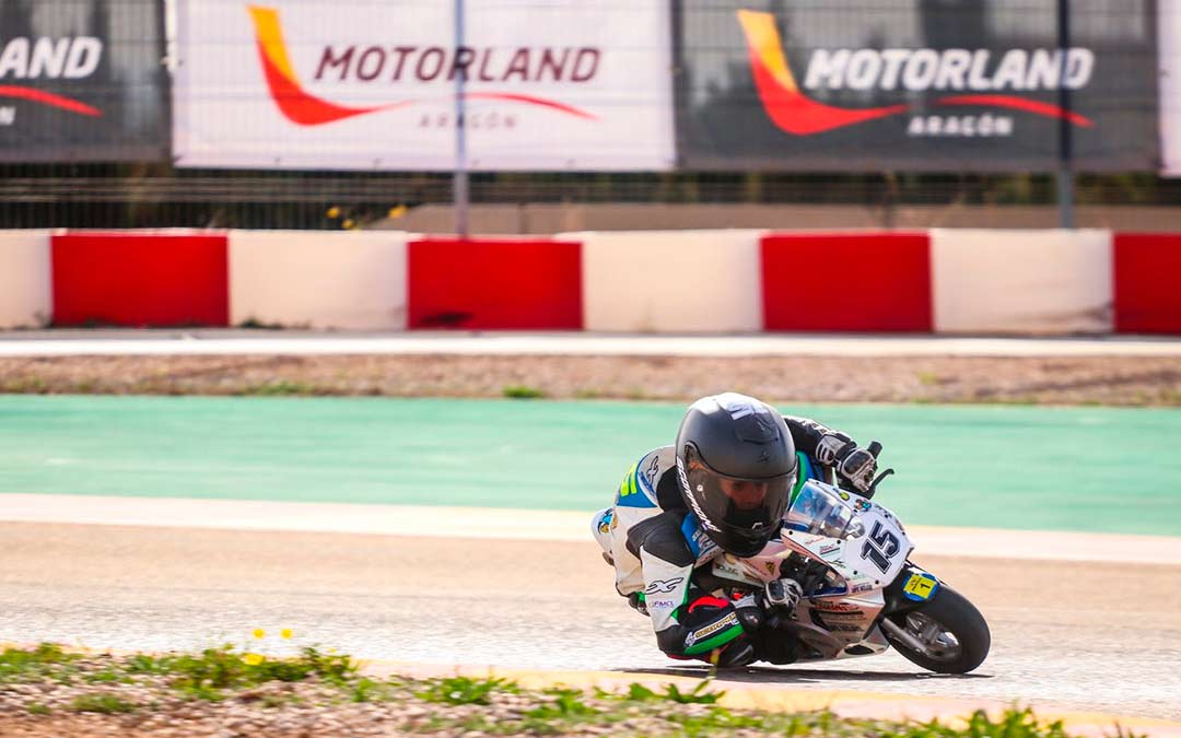 Gael García, ganador de las dos carreras de Minimotos 40cc de la Copa de España de Minivelocidad. Circuito de Karting de MotorLand Aragón./MOTORLAND