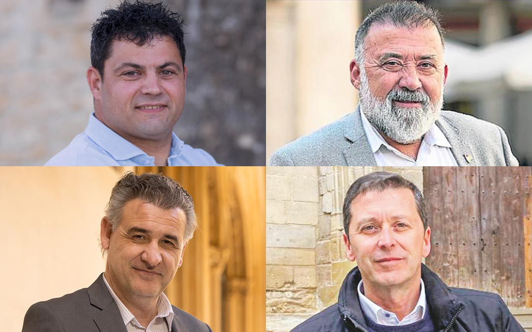 De izquierda a derecha y de arriba a abajo: Juan Miguel Monclús (alcalde de Calaceite), Herminio Sancho (alcalde de Mezquita de Jarque), Joaquín Moreno (alcalde de Utrillas) y Carlos Sánchez (alcalde de Montalbán)./ La COMARCA