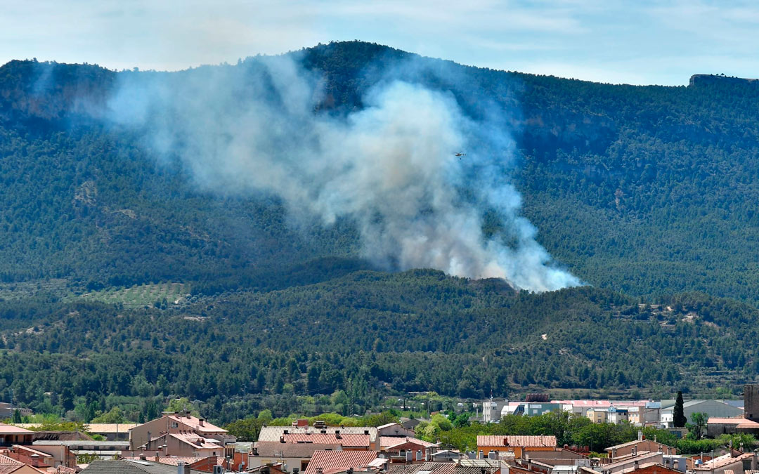 El fuego se produjo en una zona boscosa próxima al pueblo, donde fue visible el humo. /LA COMARCA